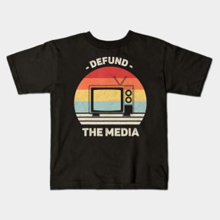 Retro Defund The Media Shirt Protest Fake News Vintage Kids T-Shirt